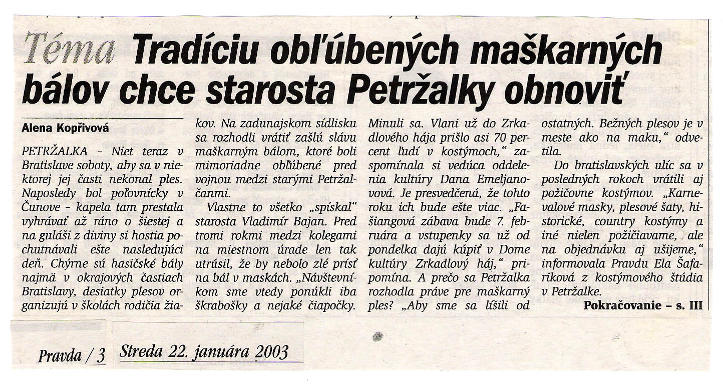 Pravda 22. 01. 2003